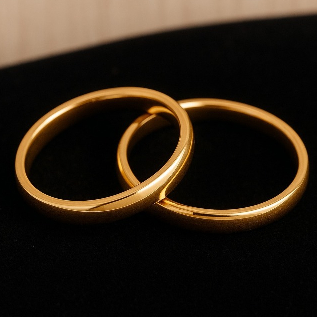Par de  Aliança  Casamento Noivado Tradicional 3mm Banhada