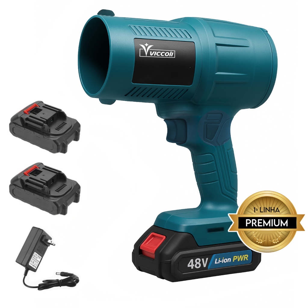 Soprador de Folhas Turbo Portátil 48V 2 Baterias 1200W Limpeza Automotiva em Oferta na Shopee