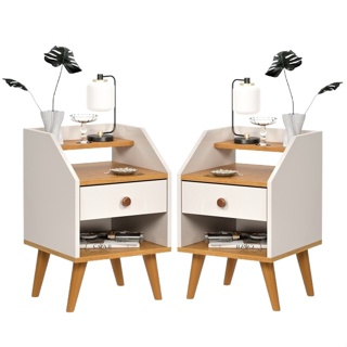 Kit com 2 Mesa de Cabeceira Retrô Com 1 Gaveta Sleep Decor - Cores Diversas em Oferta na Shopee