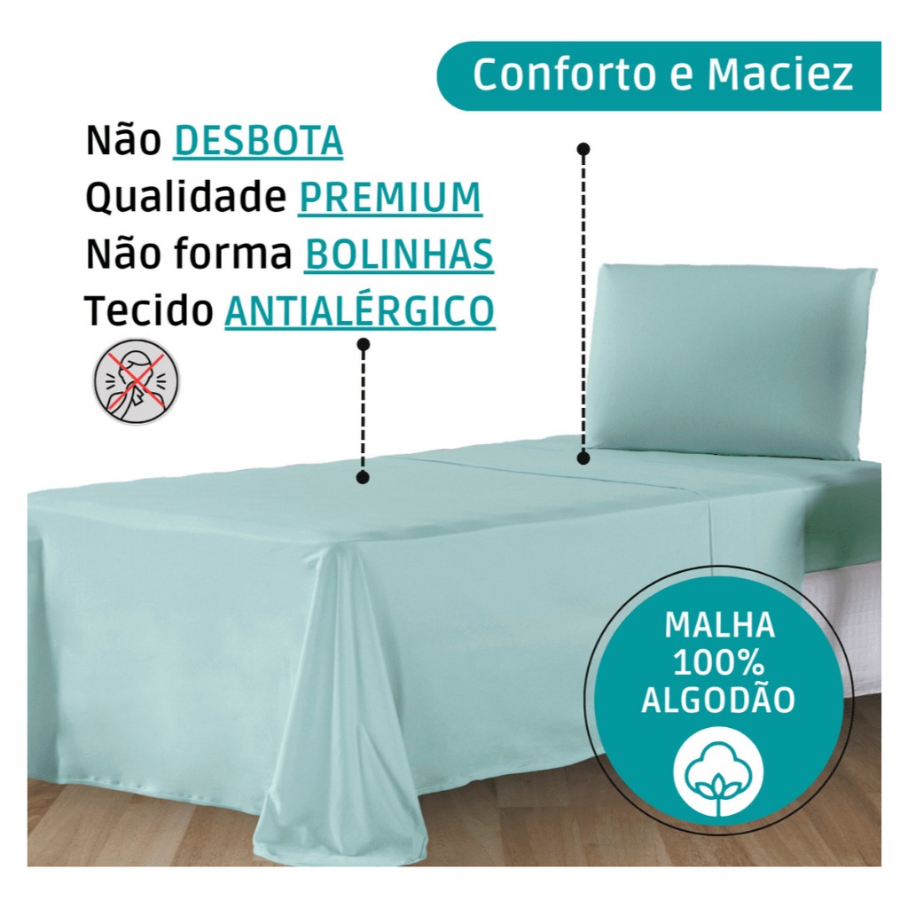 Jogo De Lençol Solteiro Malha 100% Algodão Virol 3 Peças Qualidade e Conforto – Promoção !