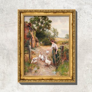 Quadro - Cuidando dos Gansos - Ernest Walbourn - Com Moldura em Oferta na Shopee