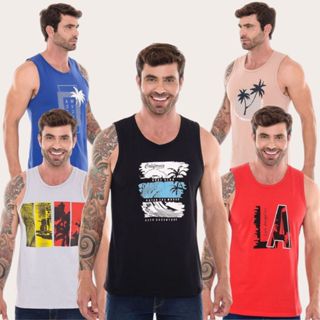 Kit 5 Regatas masculina estampadas 100%algodão estampas do verão em Oferta na Shopee