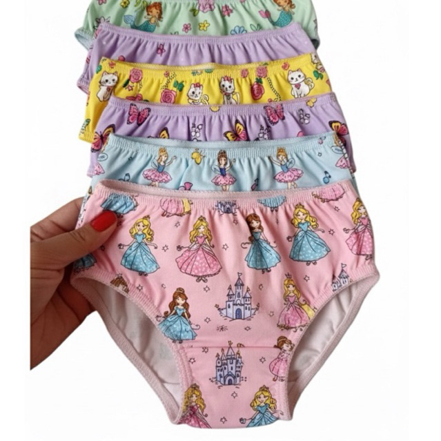 Kit 10 Calcinhas de Algodão 100% Infanitil Menina Estampas Sortidas com Forro Confortável Calcina Infantil Kids Malha