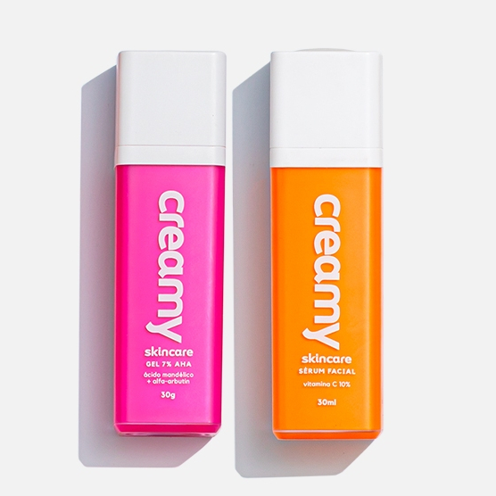 Kit Duo Gel Clareador Antiacne - Ácido Mandélico + Sérum Antioxidante - Vitamina C em Oferta na Shopee