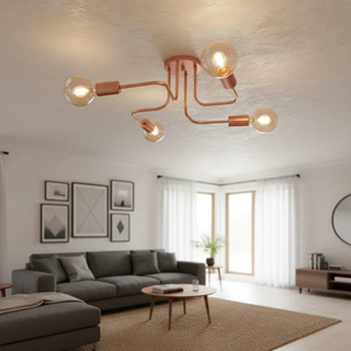 Lustre Plafon Sobrepor Sputnik 4 Braços Luminária de Teto Aranha Industrial Retrô 127v/220v em Oferta na Shopee