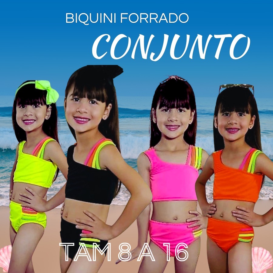 “Conjunto Biquíni Infantil Feminino Modelo NOVO + Alças Duplas – Verão Praia Piscina” 6 AO 16