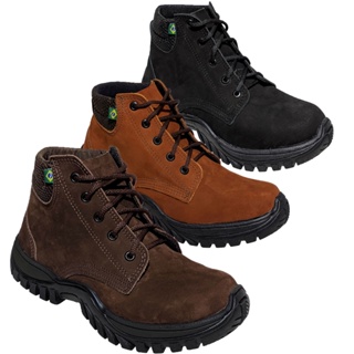 Botina de Segurança Nobuck, Bota Para Trabalho de amarrar com certificado c.a em Oferta na Shopee