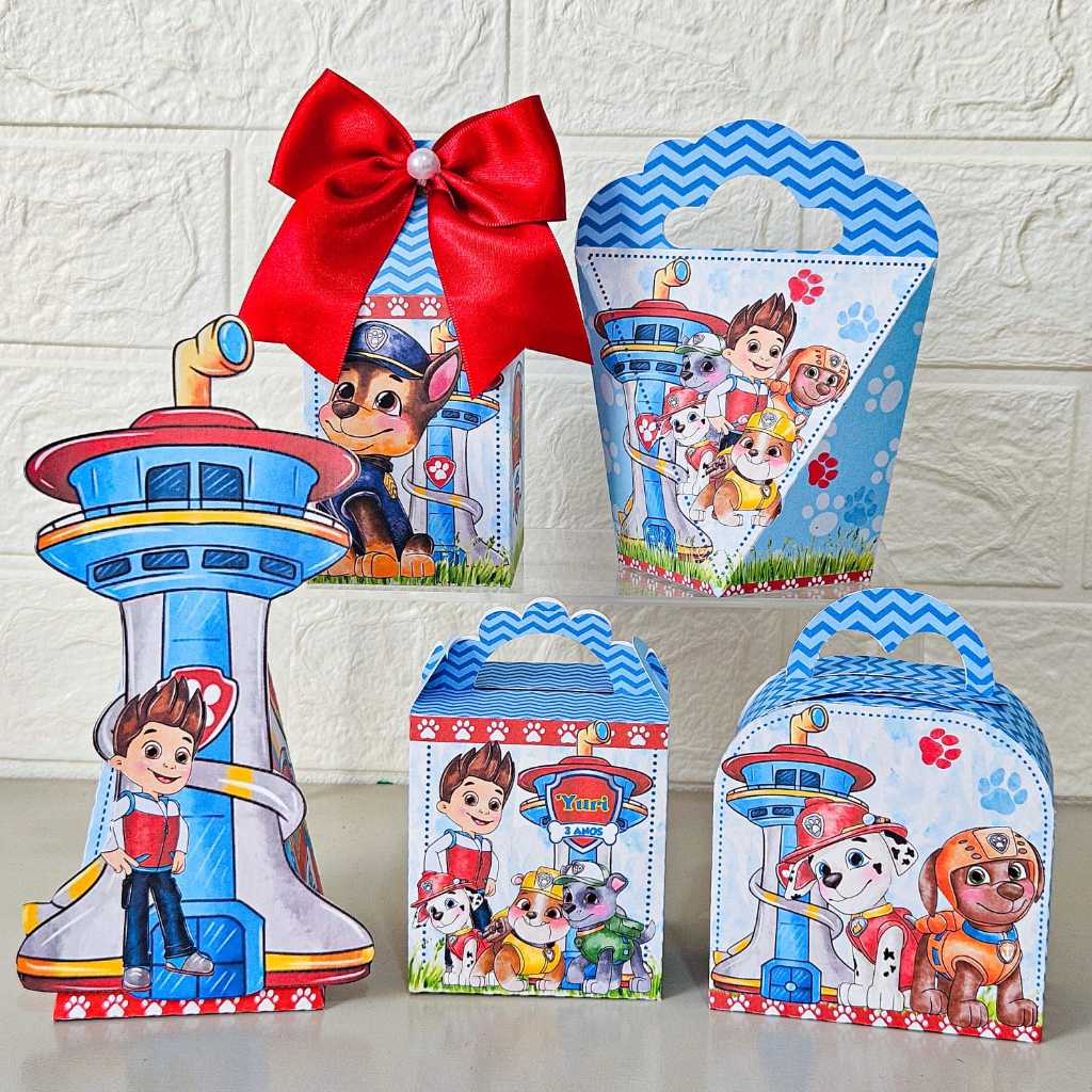 Kit Festa Patrulha Canina Aquarela- Pegue e Monte- Caixinhas Personalizadas Lembrancinha e Decoração
