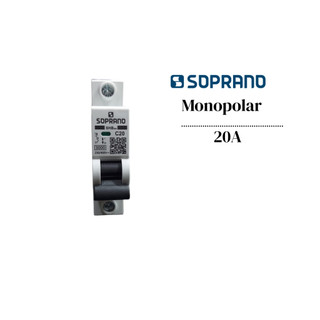 Disjuntor Monopolar 20a Soprano Unipolar 1 Polo 20A Curva C Trilho Din