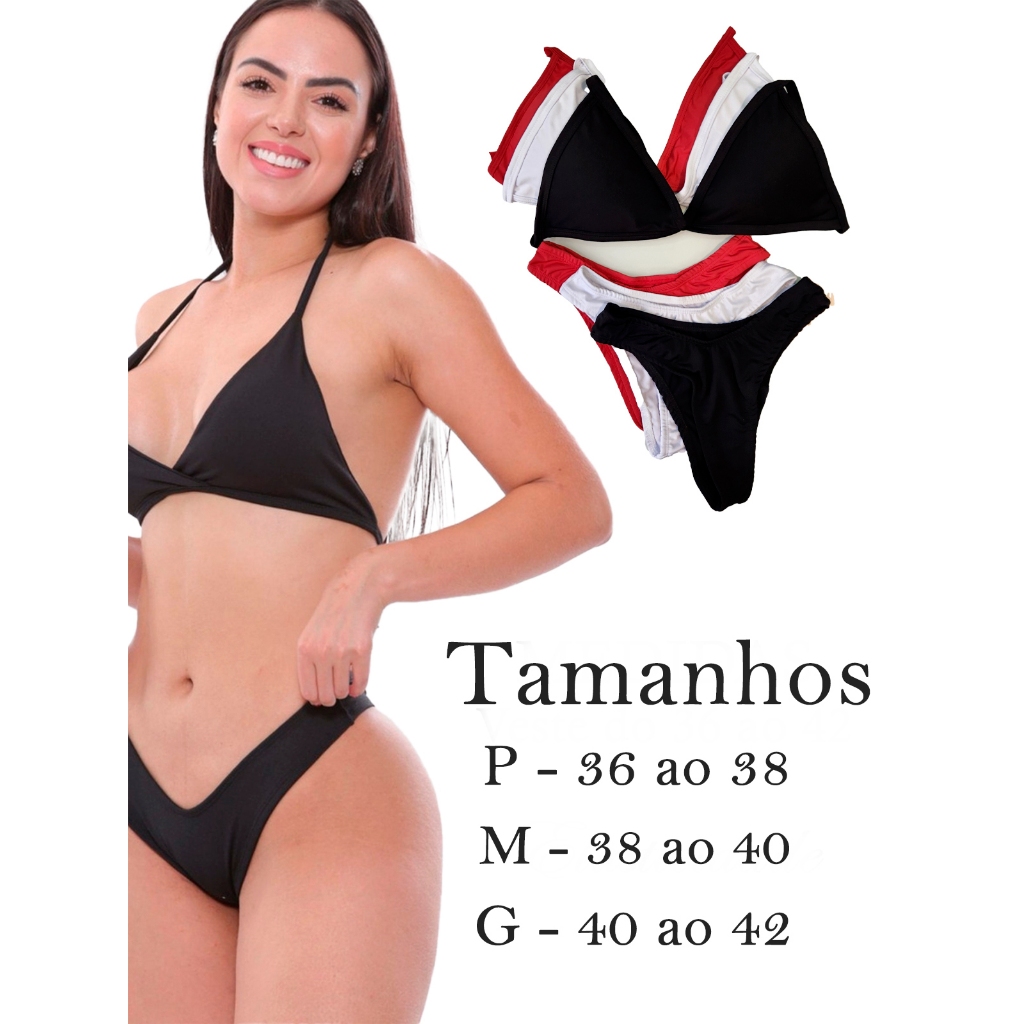 Detalhes do Kit 2 Conjunto Biquini Asa Delta Suplex Com Bojo Cintura Alta Promoção