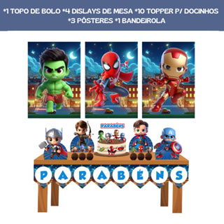 Kit Festa Em Casa - Heróis Baby - Vingadores Cute - Só Um Bolinho em Oferta na Shopee