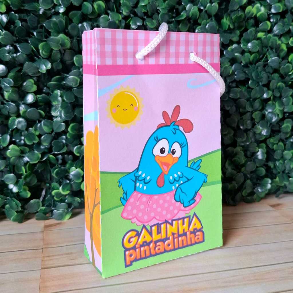 Sacolinha Surpresa Personalizada Lembrancinha Galinha Pintadinha Rosa - Festa Infantil