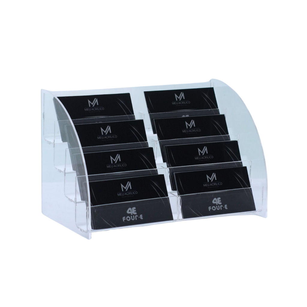 Porta Cartão Grande Em Acrílico Cristal Decoração Administrativo
