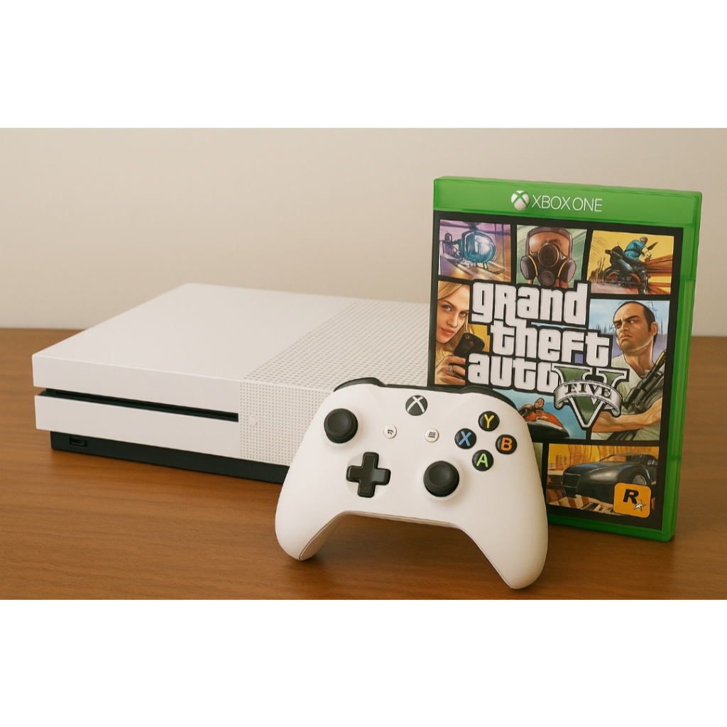 Xbox One S 512gb com 1 controle + 1 jogo e cabos de ligação