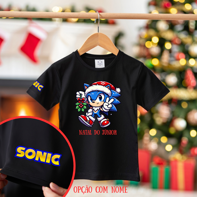 Camiseta Infantil Sonic Blusa 100% Algodão Jogo Com Nome Estampado Personalizada Desenho Animado