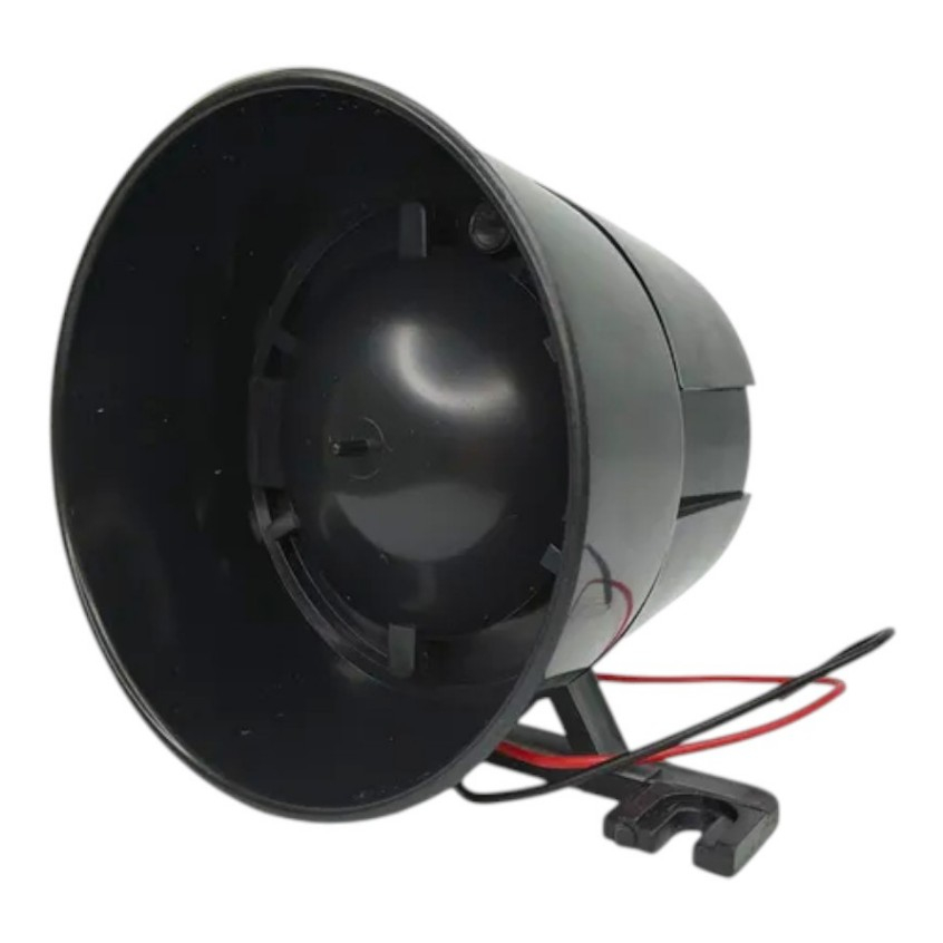 SIRENE PIEZO PRETA 12V – ALTA POTENCIA E BAIXO CONSUMO - PRETO - BRANCO