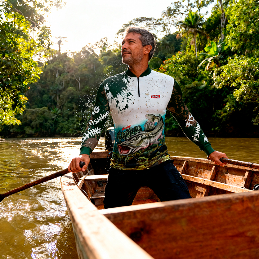Camisa de Pesca com bandana Gola com Zíper PQS I REF 57