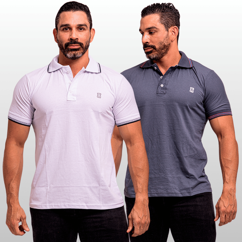 KIT 2 Camiseta Gola Polo Masculina Básica 100% Algodão Casual Dia a Dia Oferta