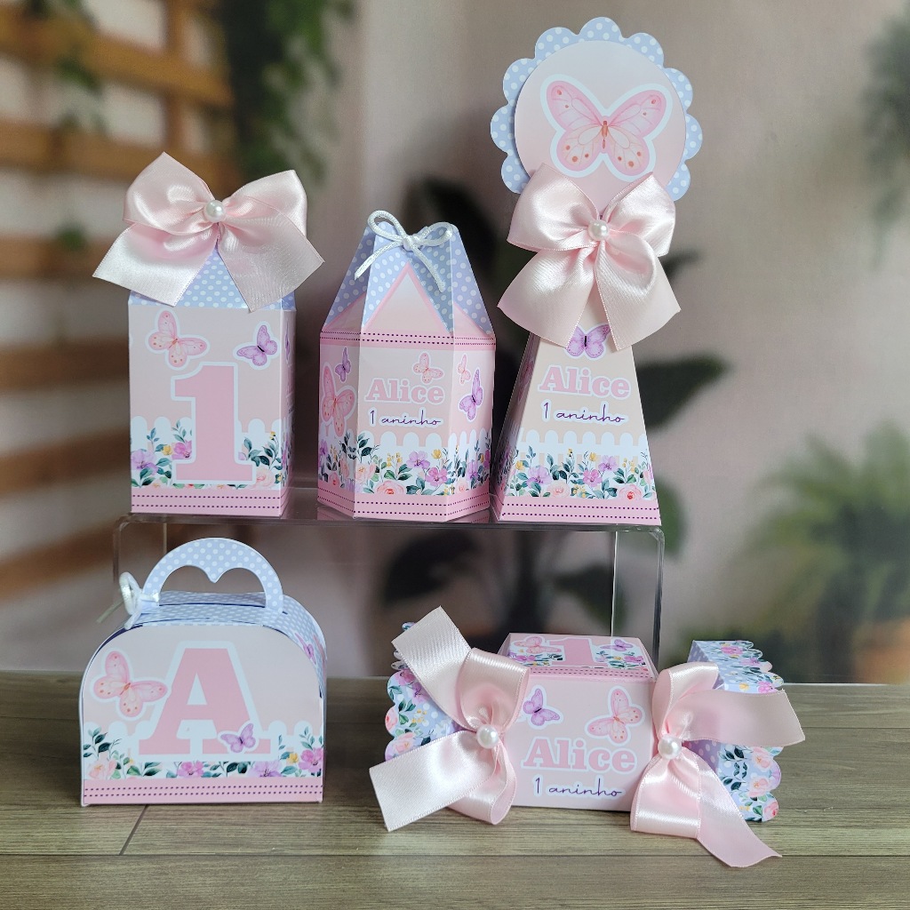 Kit Festa Personalizado Jardim das Borboletas Rosa - DESMONTADO - Lembrancinhas de Aniversário