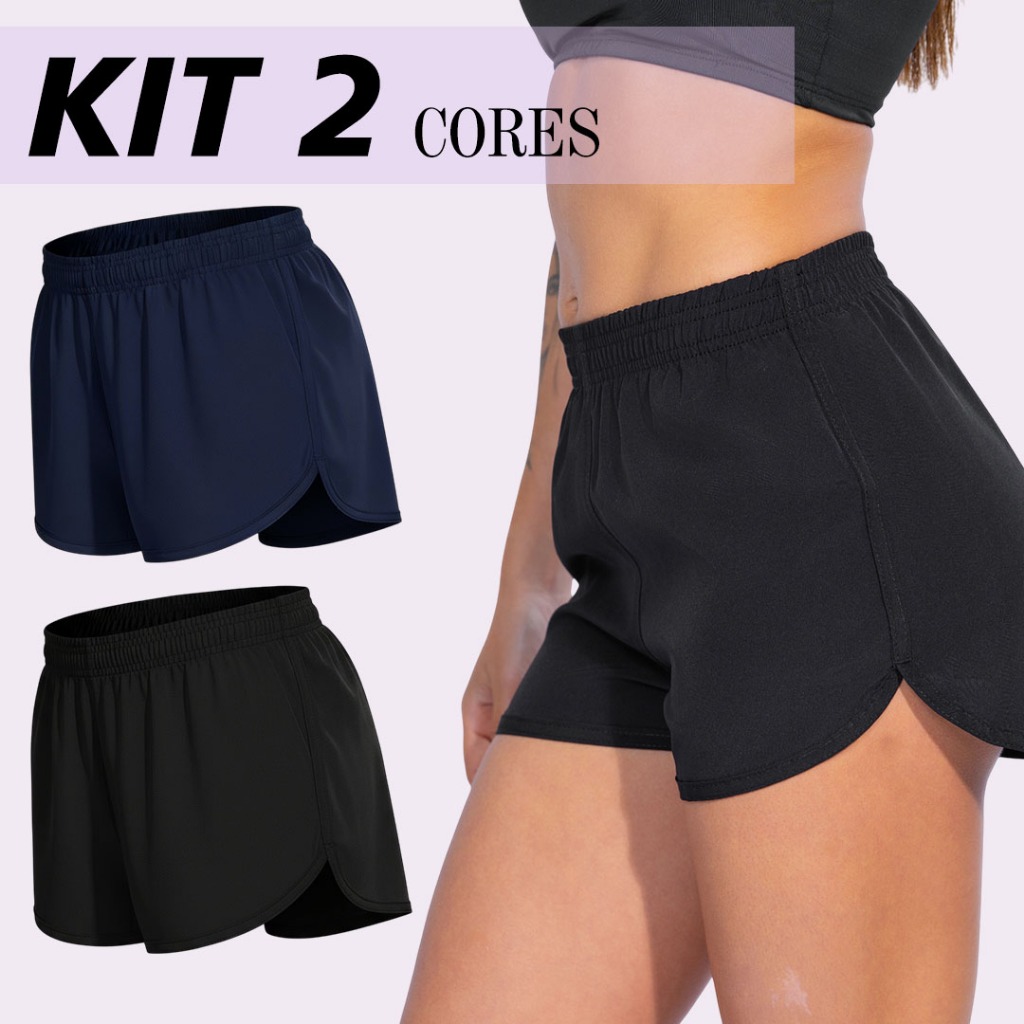 Kit 2 Shorts bermuda Tactel Feminino Academia Fitness Saida Praia  Secagem Rápida Leve Confortável em Oferta na Shopee