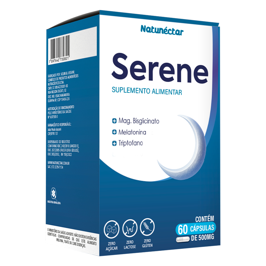 Serene - Calm Plus NOVO 500mg 60 Cáps Suplemento Melatonina +Triptofano +Magnésio Bisciglinato em Oferta na Shopee