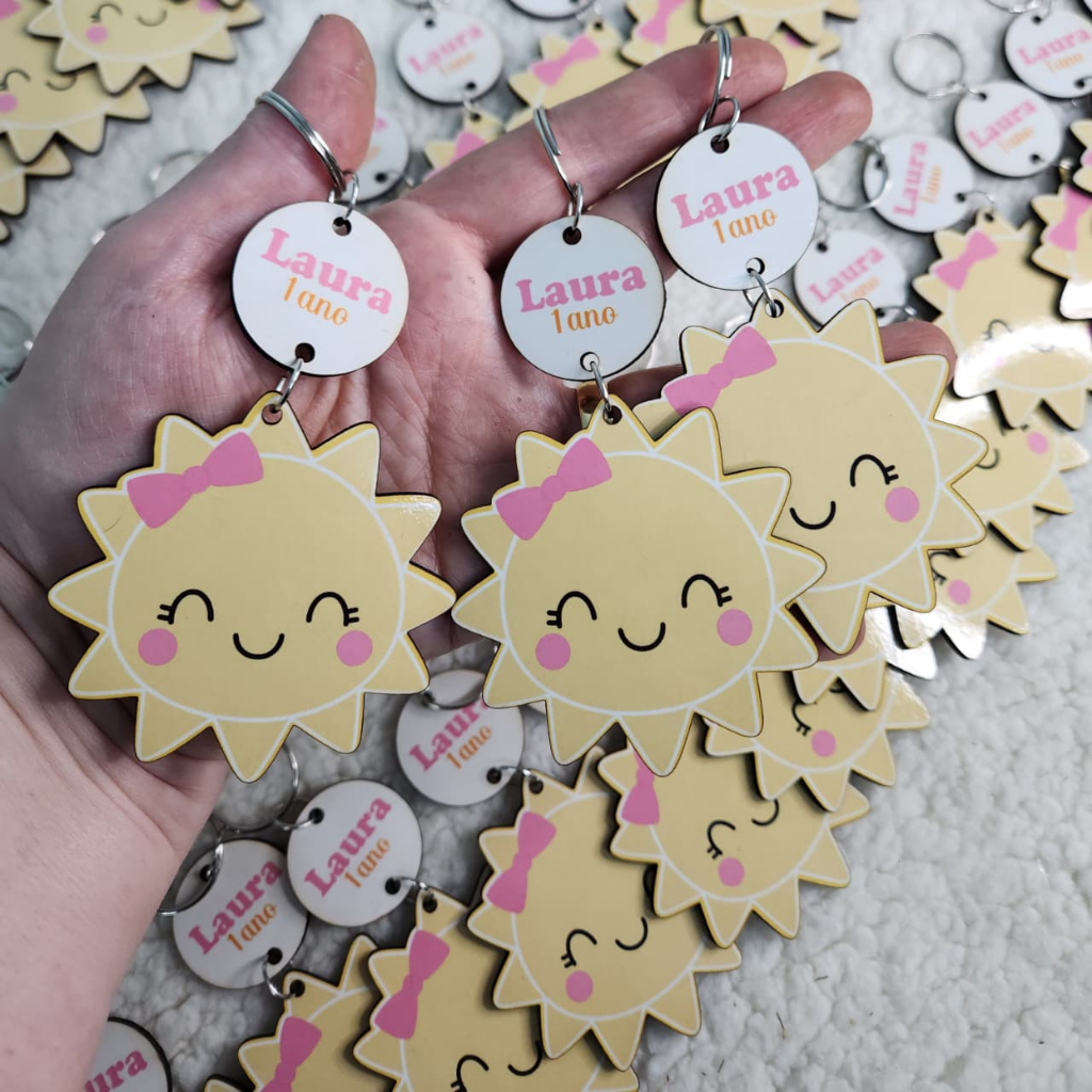 Primeira Volta ao Sol MENINA Chaveiro MDF Personalizado | Lembrancinha Festa Infantil | ANIVERSÁRIO