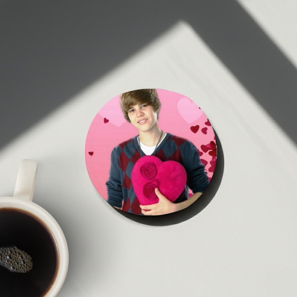 Porta Copos Descanso Copos Redondo Bolacha MDF Justin Bieber Personalizado Presente Casa Decoração