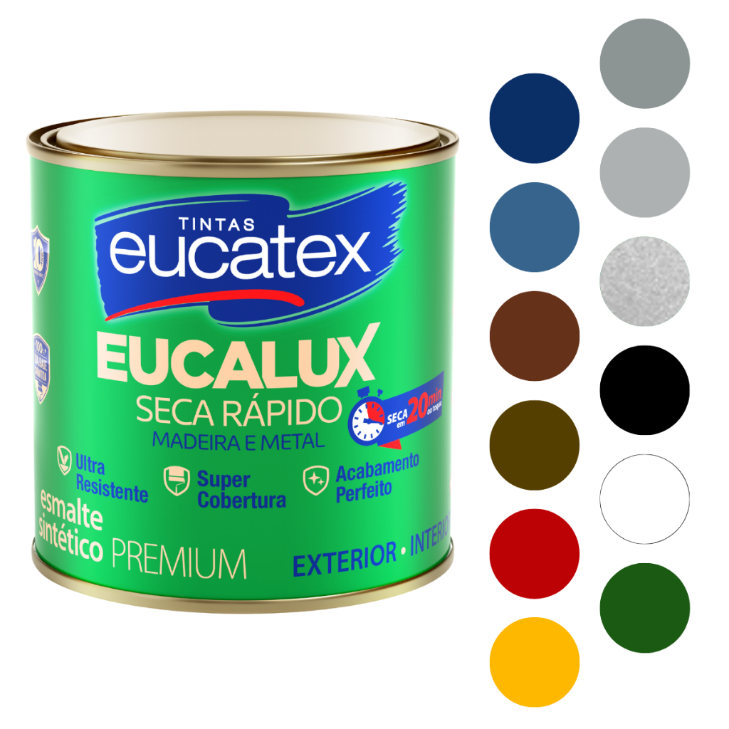 Tinta Esmalte Sintético Brilhante Eucalux Secagem Rápida 225ml 1/16 Eucatex em Oferta na Shopee