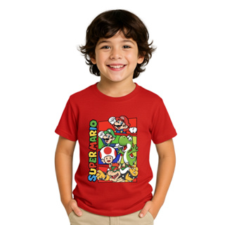 Camiseta Infantil Super Mario 100% Algodão Premium | Mario, Luigi, Yoshi e Toad | Tamanhos 2 a 16 em Oferta na Shopee