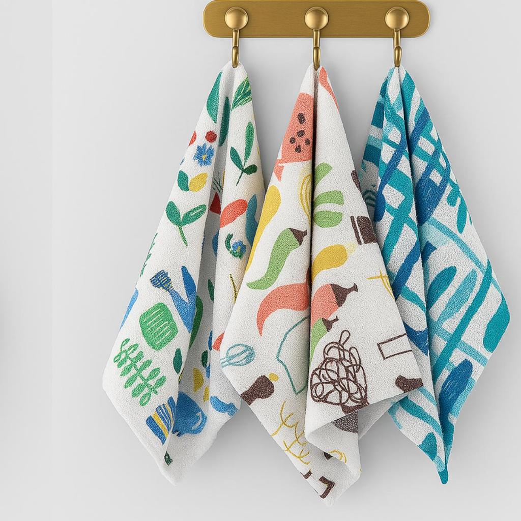 Kit 10 Pano de Prato Atoalhado Estampado Felpudo Algodão Grosso