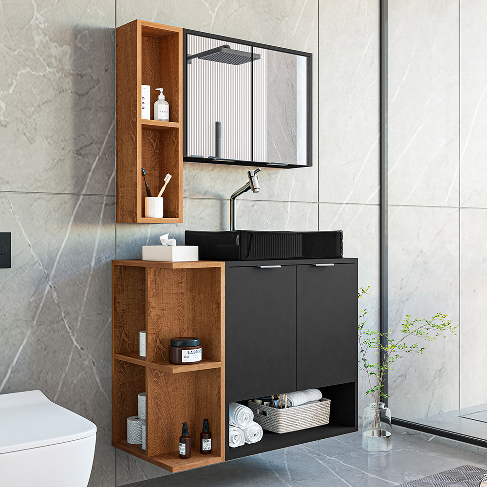 Gabinete Banheiro Star Cuba Dalla Preta Valvula Click Black em Oferta na Shopee