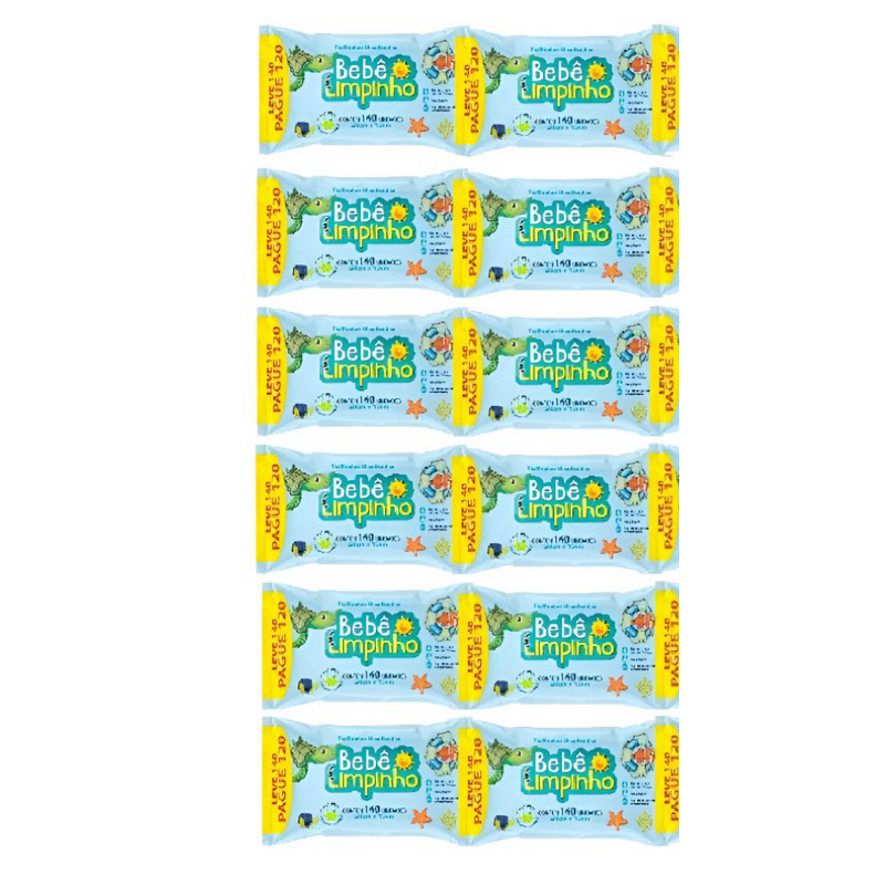 Kit com 12 Pacotes de 45 unidades toalhinha Umidecida Bebê Limpinho