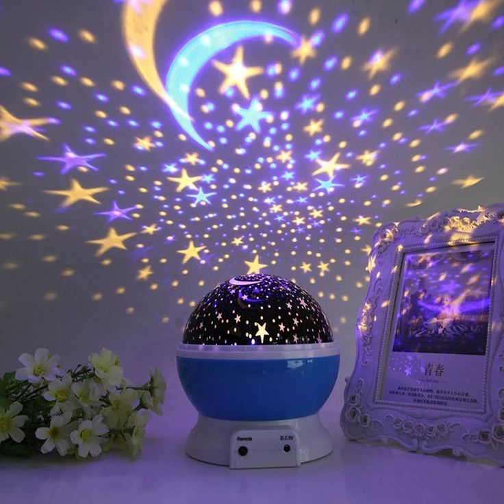 Luminária Projetor de Estrelas Abajur Rotativa 360° Quarto Infantil Criança Azul Teto Galaxy