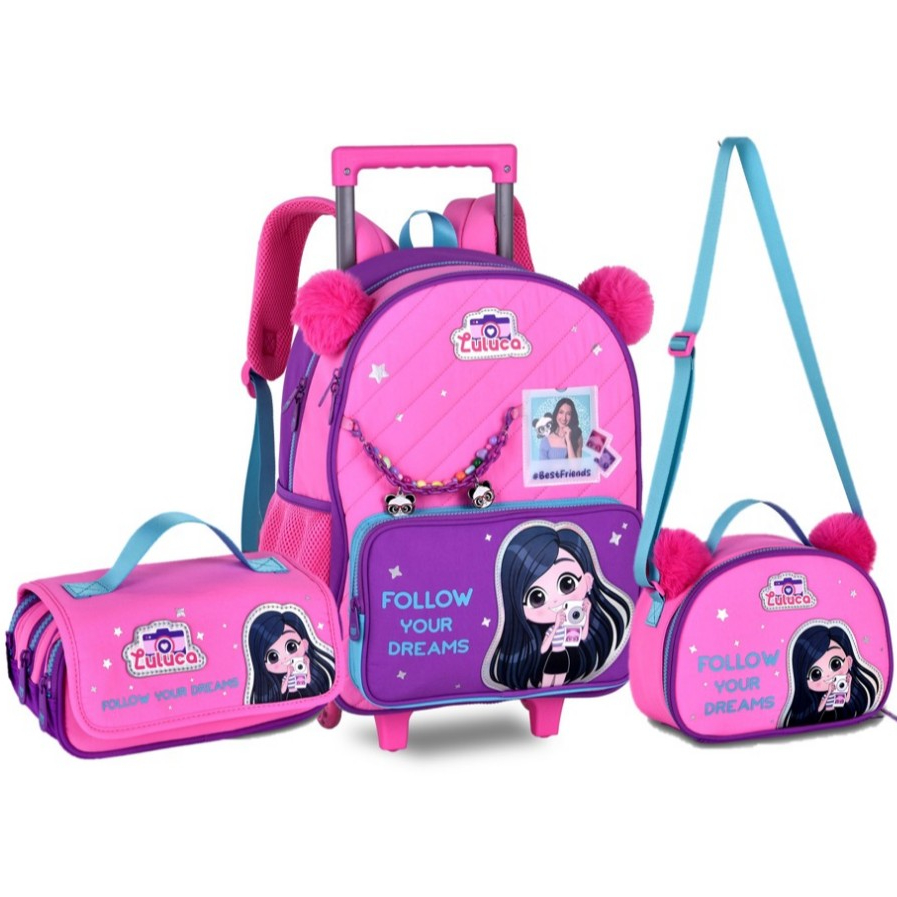Kit Mochila Rodinha Luluca Pandinha Lancheira Estojo - Luluca Youtuber 2026