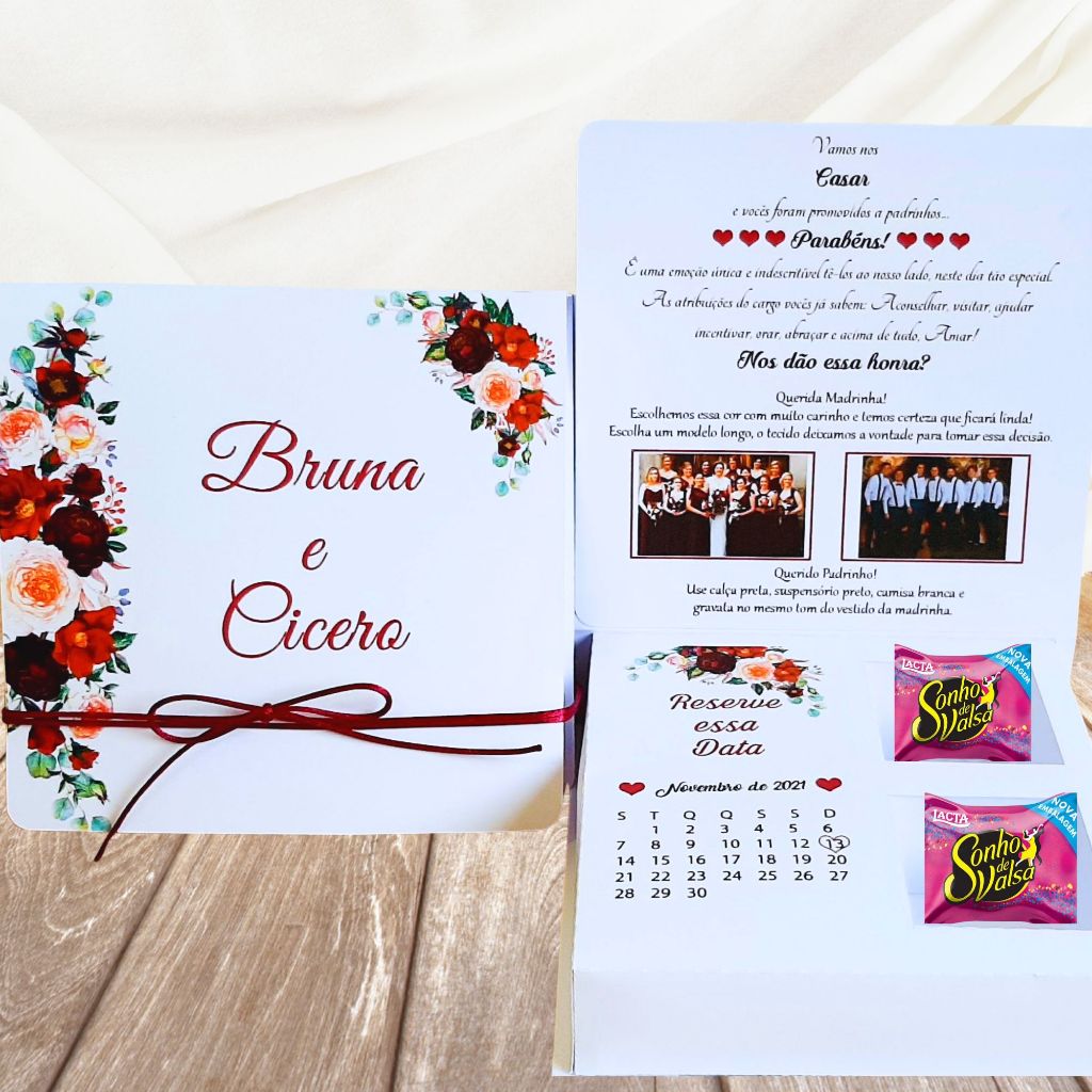 10 Caixas Convite para Padrinhos de Casamento ou Debutante