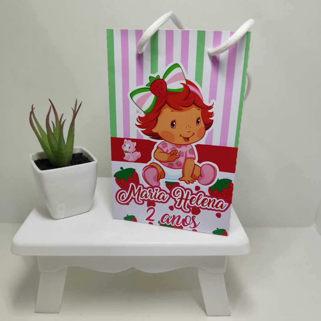 Sacolinha Personalizados TEMA MORANGUINHO (Pegue e Monte) Lembrancinha  para Festa de Aniversário sacolinha surpreza