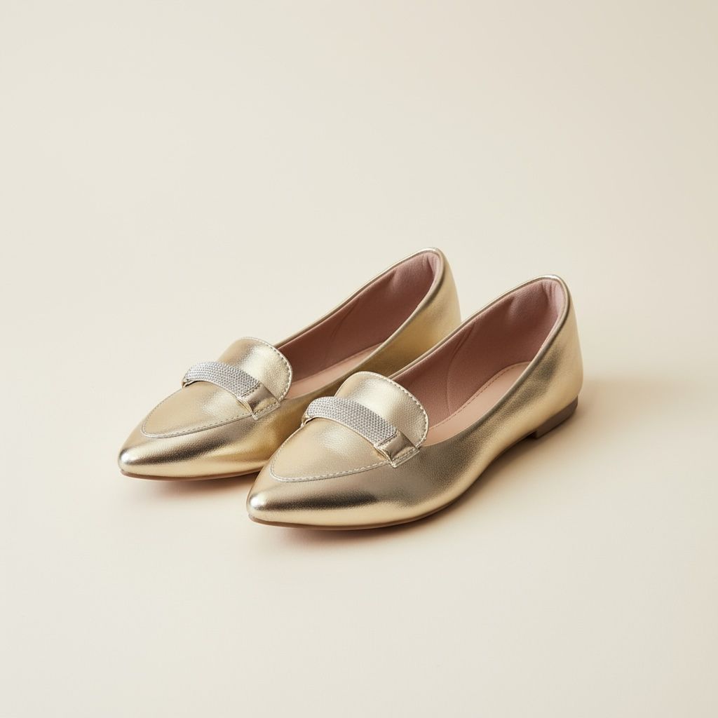 Sapatilha Feminina Confortável Luxo Mocassim Sapato Feminino Bico Fino Ouro Strass em Oferta na Shopee