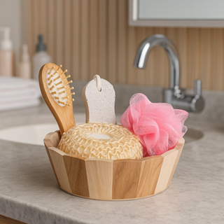 Kit de Banho com Esponja Bucha Lixa e Escova de Madeira Massageadora Presente Decoração Casa Banheiro Spa em Oferta na Shopee