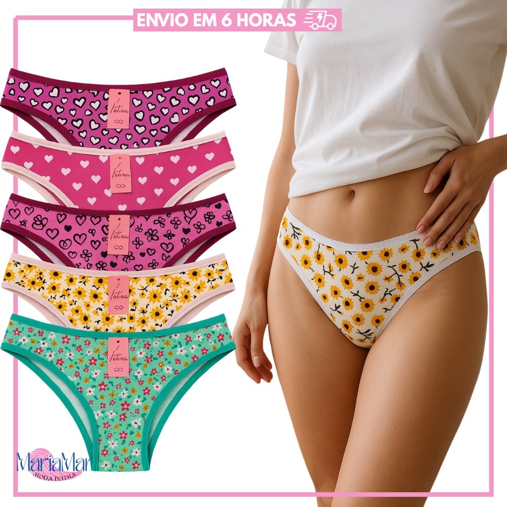 Kit Calcinhas de Algodão Tanga Conforto para o Dia a DIa com Forro 100% Algodão em Oferta na Shopee