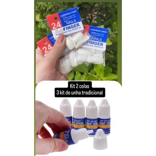 kits 2 colas e 3 pacotinho de unha tradicional