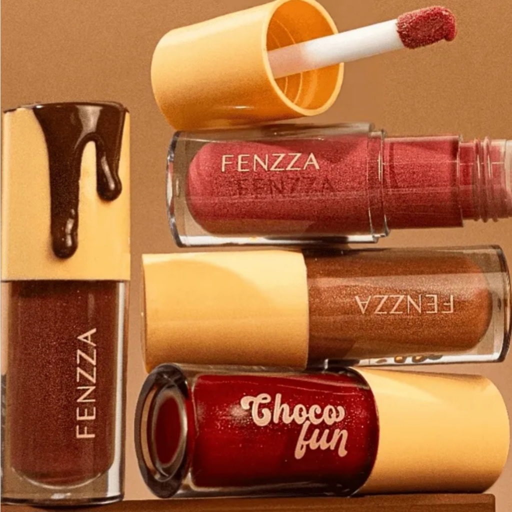 Tint Cream Gloss Brilho Labial Shine Choco Fun Fenzza Make Up em Oferta na Shopee