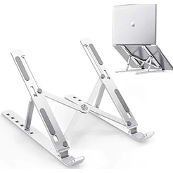 Suporte Para Notebook Base Dobrável de Alumínio Ergonômico Ajustável Fino Portátil Com Estojo