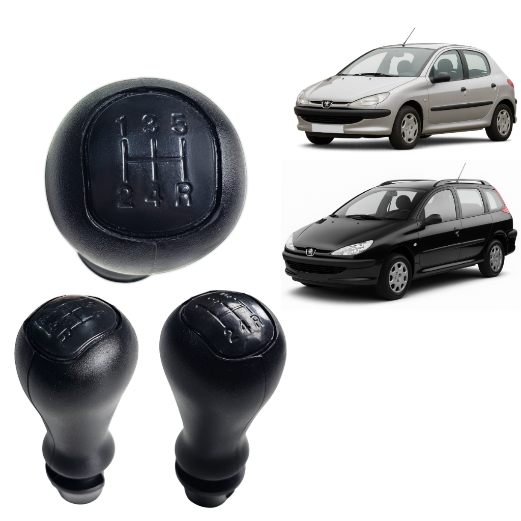 Manopla Alavanca Bola De Câmbio Peugeot 206 98/10 206 SW 99/09 Lente Preta