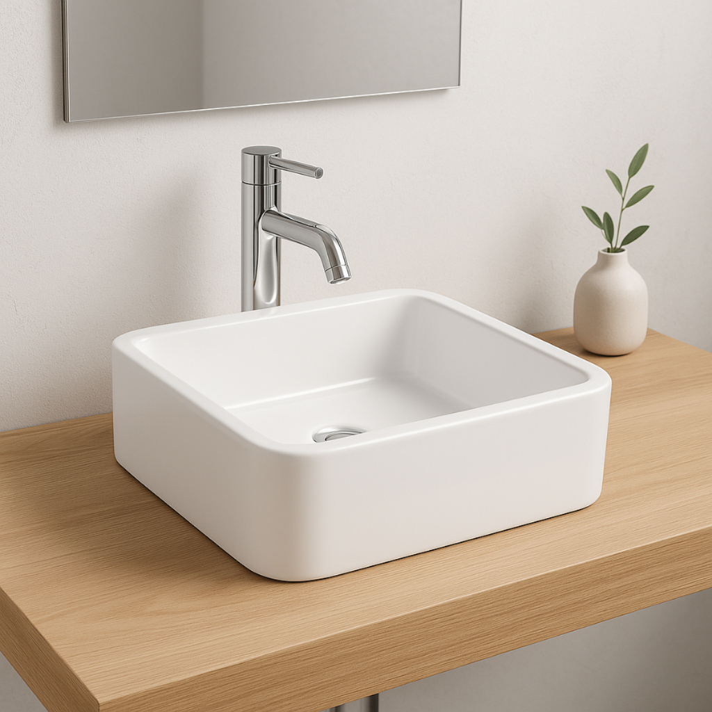 Cuba Pia De Apoio Sobrepor Banheiro Lavabo Quadrada Branca Preta 30x25