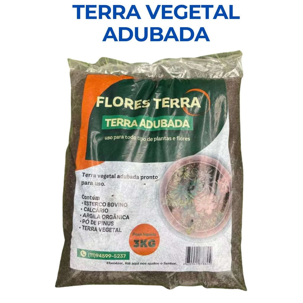Terra Vegetal Adubada Terra Vegetal é Rica de nutrientes para o cultivo em Oferta na Shopee