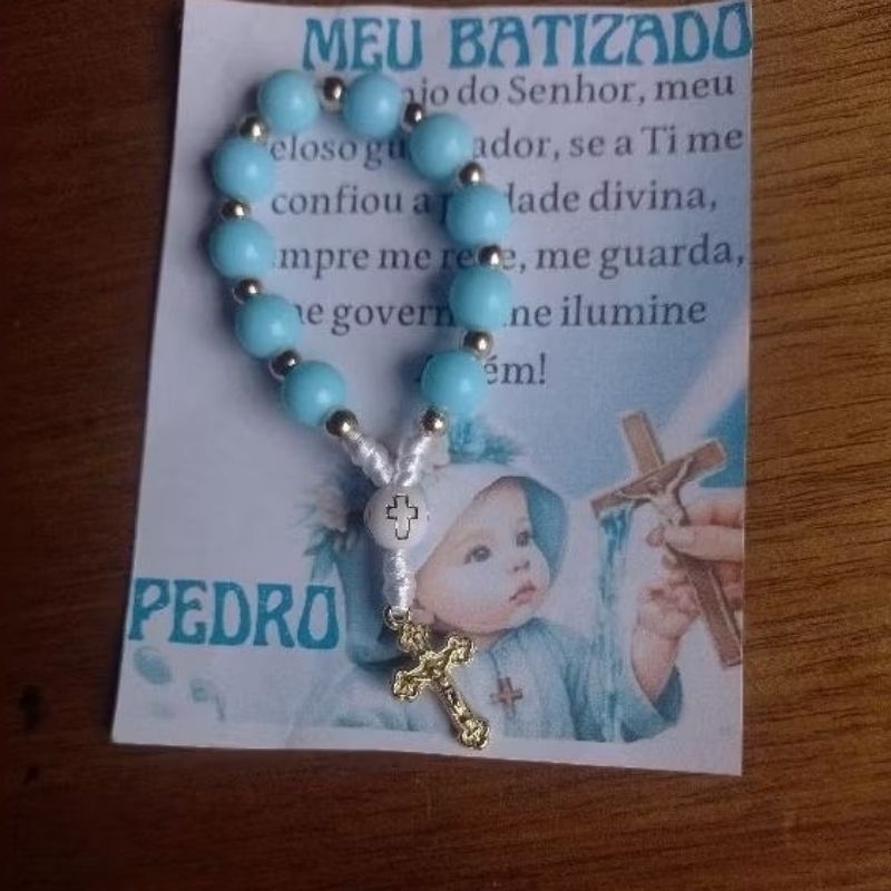 Vários Kits Mini Terços Dezena Lembrancinha Completa Cartão/Terço/Plástico Batizado Eucaristia Crisma Comunhão Aniversár