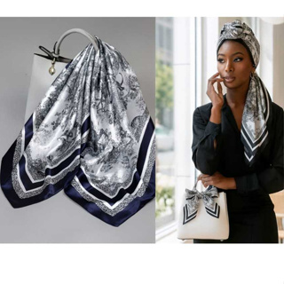 Lenço Feminino Quadrado Grande 90x90cm Estampa Cena Campestre Luxo - Seda Acetinada Multiuso em Oferta na Shopee