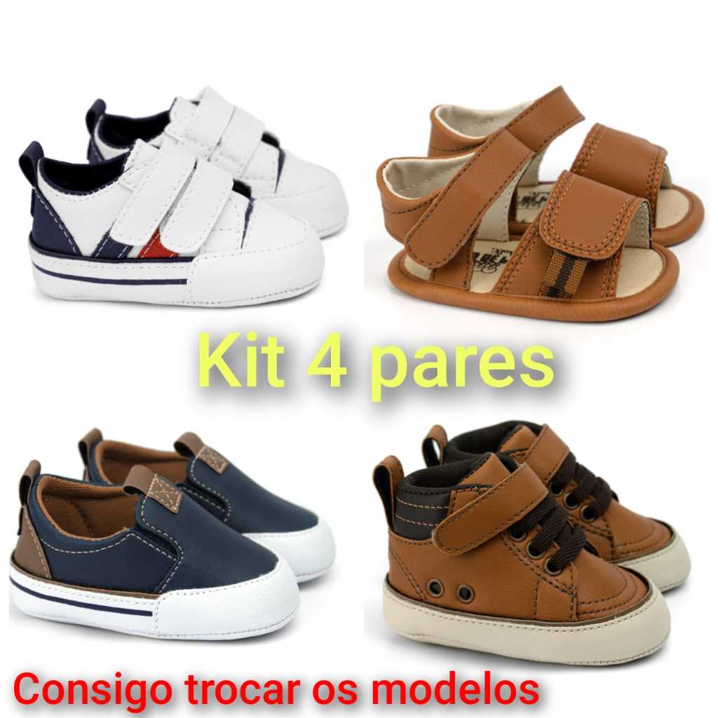 Combo 4 Pares Sapatinho Infantil Masculino Monte Seu Kit