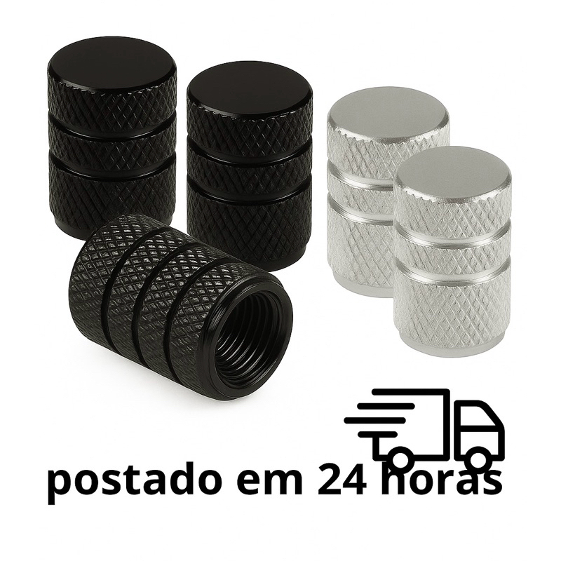 Bico de Pneu em Alumínio resistente encaixe universal para Carro Moto bicicleta  - Kit com 4 Peças Resistentes Premiumn