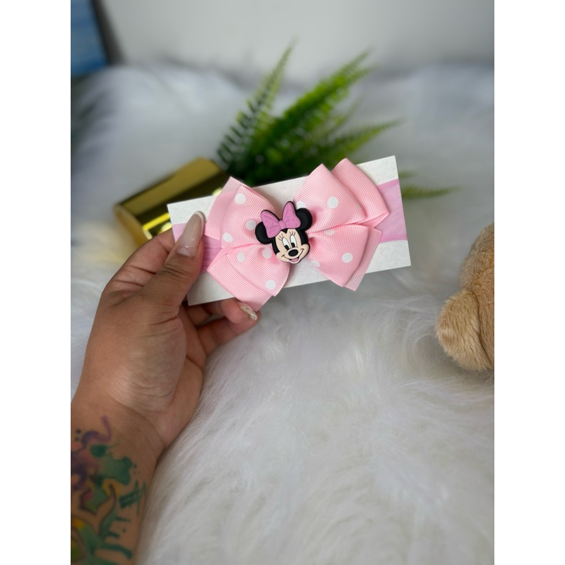 Laços Temáticos para Bebê Minnie Rosa Faixas Acessórios Infantis Mesversario Fantasias em Oferta na Shopee